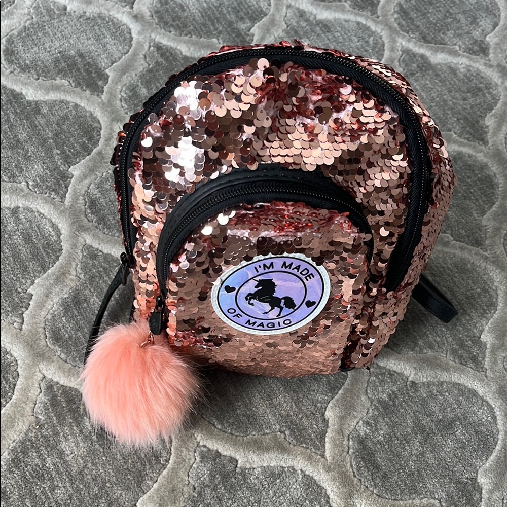 🌟✨Justice Rose Gold Sequin Kids Backpack✨🌟